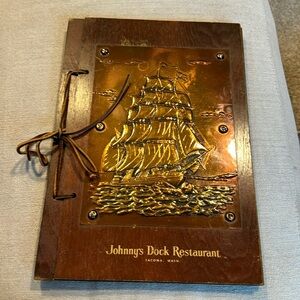 Johnnys  dock restaurant Tacoma, Washington Wood menu vintage